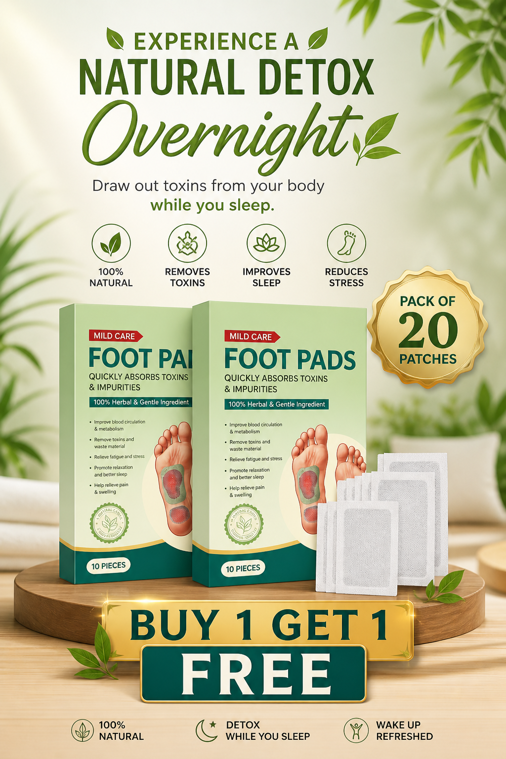 Leafycart Premium Natural Detox Foot Patches (Pack of 20) BUY 1 GET 1 FREE