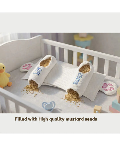 Mustard Rai Pillow with Double Airmax for Newborn Baby Head And Neck Shape- White Color