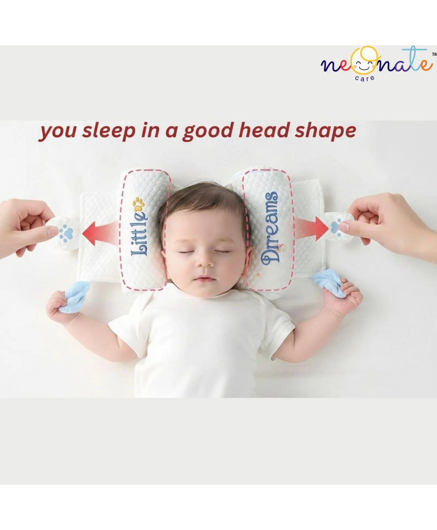 Mustard Rai Pillow with Double Airmax for Newborn Baby Head And Neck Shape- White Color