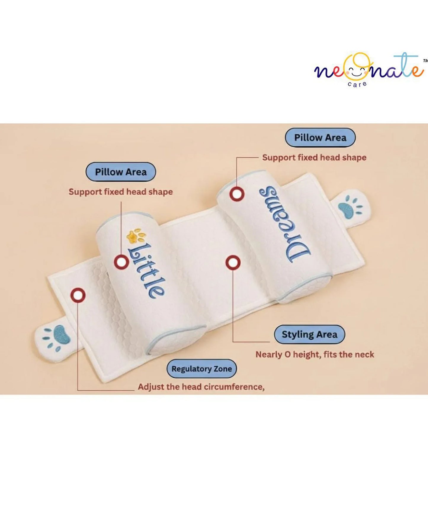 Mustard Rai Pillow with Double Airmax for Newborn Baby Head And Neck Shape- White Color