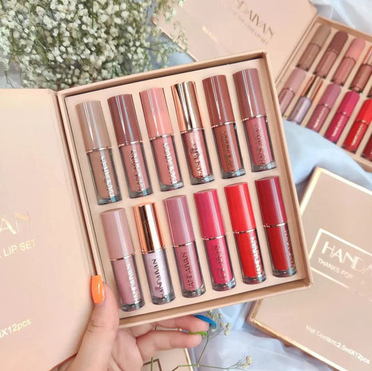 Handaiyan Matte Liquid Lipstick 12-Pieces Set (Waterproof)