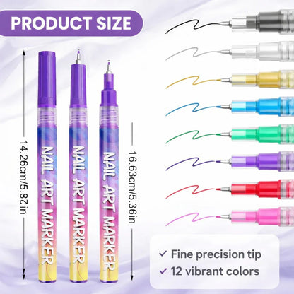 Nail Art Pens Set of 12 Colors