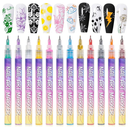Nail Art Pens Set of 12 Colors